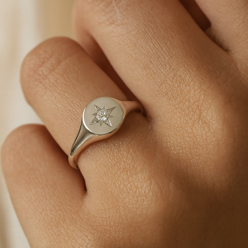 Star Signet Ring Silver