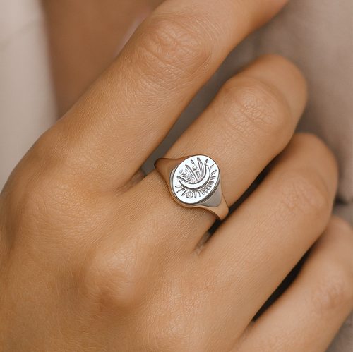 Tarot Moon Signet Ring Silver
