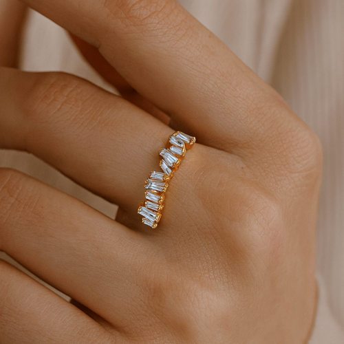 Embellished Baguette Ring Gold