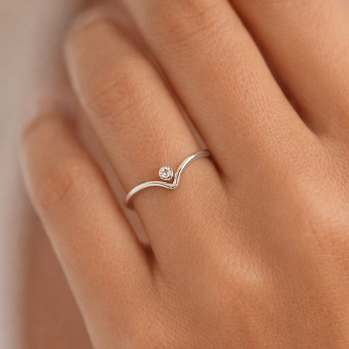 Sparkle Chevron Ring Silver