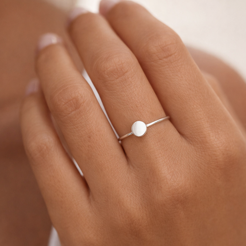 Mini Disc Stacking Ring Silver