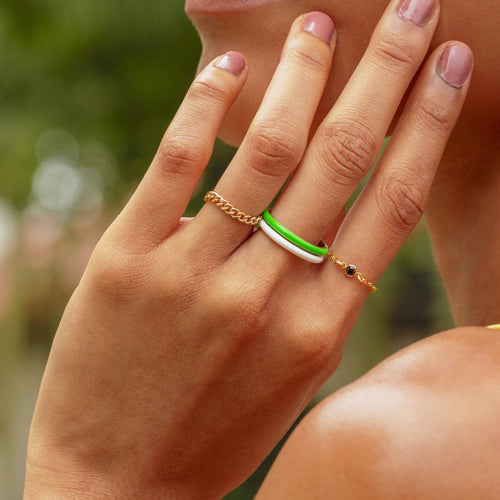 Mini Chain Black Bezel Ring