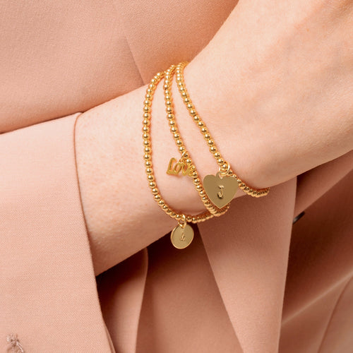 Personalized Disc Beaded Bracelet Silver