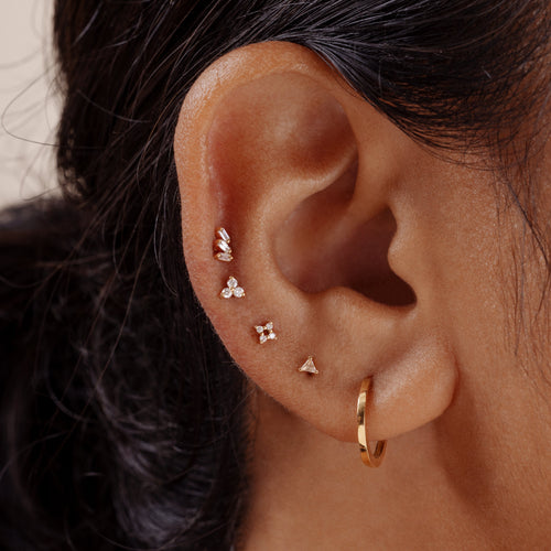 14K Solid Gold Topaz Triangle Threaded Labret Earring