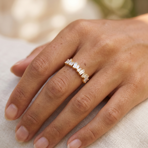Embellished Baguette Ring Gold