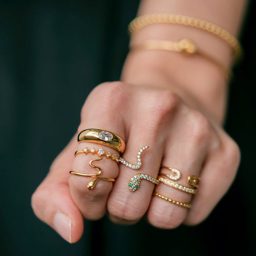 Pave Serpent Slither Ring Gold