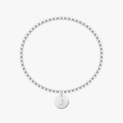 Personalized Disc Beaded Bracelet Silver