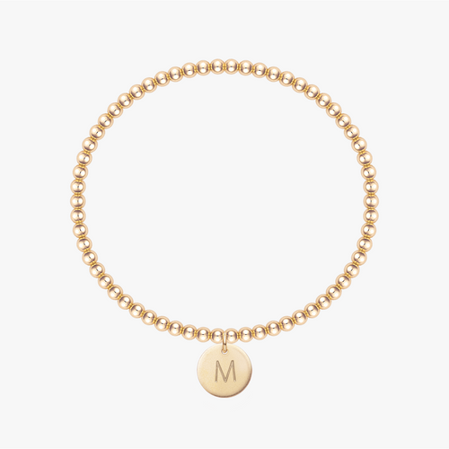 Personalized Disc Beaded Bracelet Gold