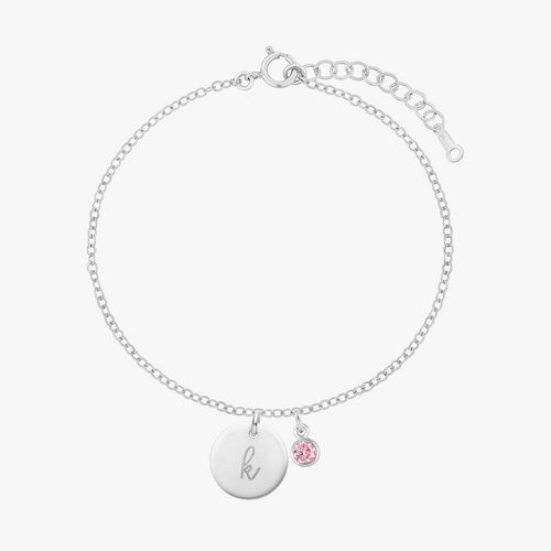 Personalized Birthstones Bezel Disc Bracelet