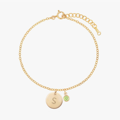 Personalized Birthstones Bezel Disc Bracelet