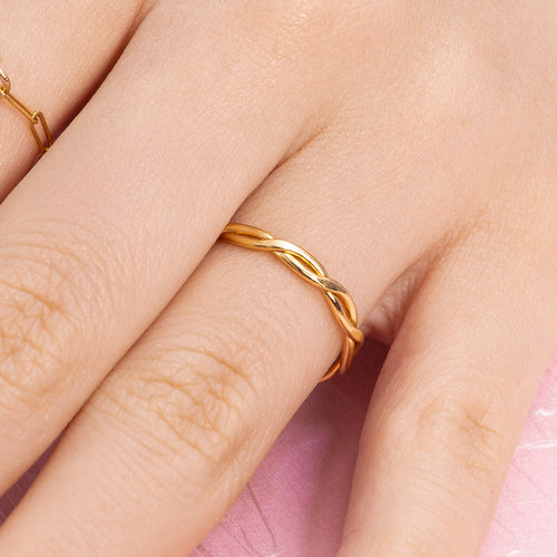 Braided Skinny Ring Gold