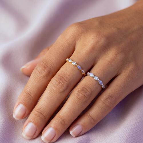 Marquise Bar CZ Silver Ring