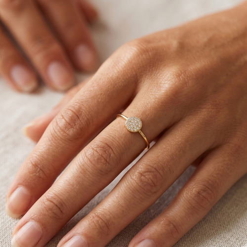 Mini Pave Disc Ring Gold