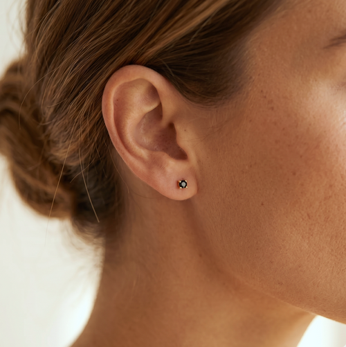 Mini Black Stud Earrings