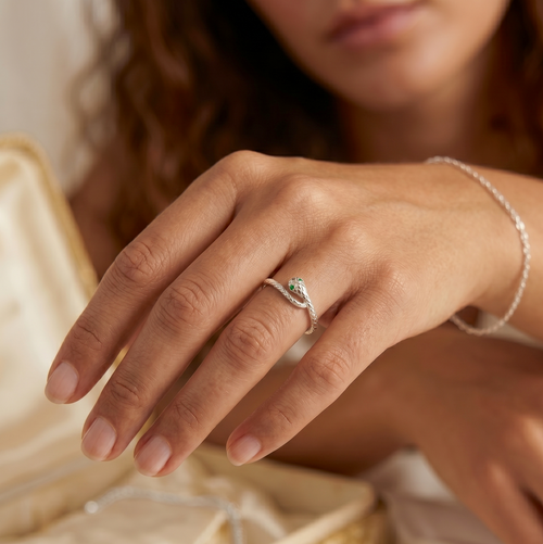 Textured Snake Ring Silver