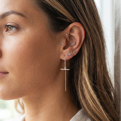 Modern Bar Threader Earrings