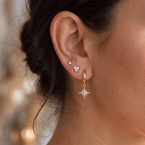 Pave Starburst Huggies Earrings