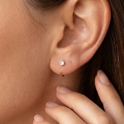 Moonstone Huggie Hoop Earrings