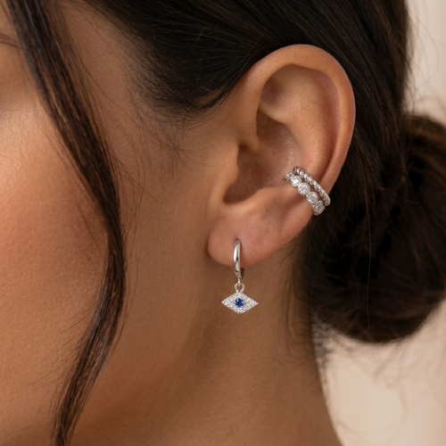 Sparkle Evil Eye Hoop Earrings