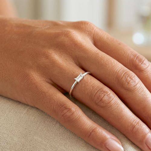 Minimal Baguette Ring Silver
