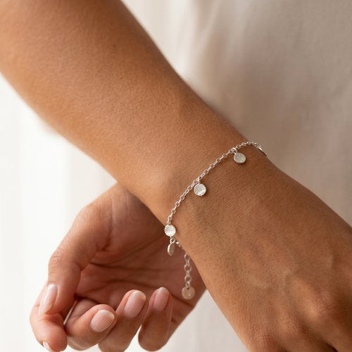 Hammered Disc Charm Bracelet