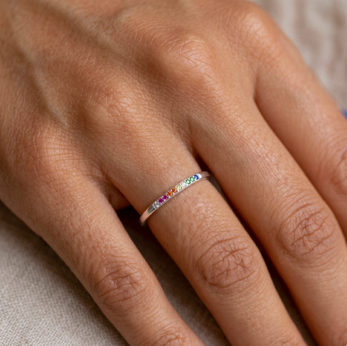 Rainbow Eternity Ring Silver