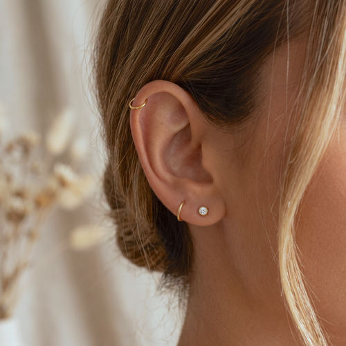 Mini CZ Bezel Stud Earrings