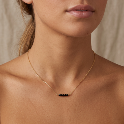 Minimal Black Nugget Bar Necklace