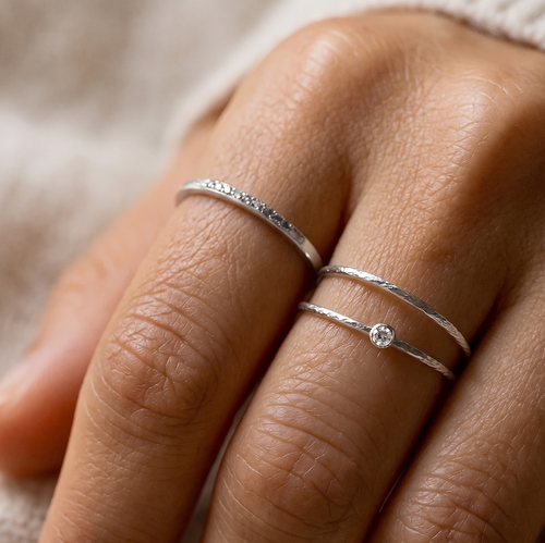 Mini Sparkle Bezel Ring Silver