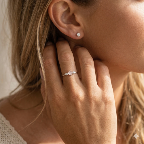 Rainbow Moonstone Ring Silver