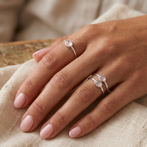 Oval Rainbow Moonstone Ring Silver