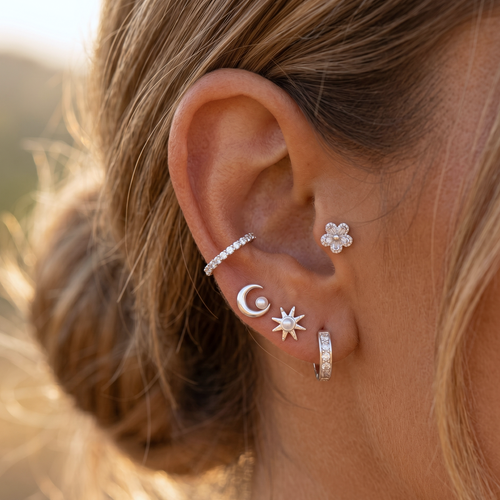 Moon Phrase Stud Earrings