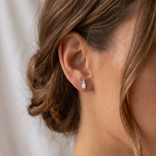 Deco Opal Stud Earrings