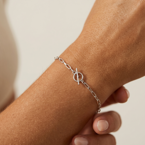 Paper Clip Chain Toggle Bracelet
