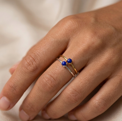 Minimal Lapis Ring Gold
