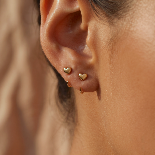 Mini Puff Heart Huggie Earrings