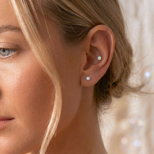Opal Bezel Flatback Earring