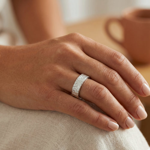 Vintage Finish Bold Stack Ring Silver