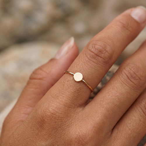 Mini Disc Stacking Ring Gold