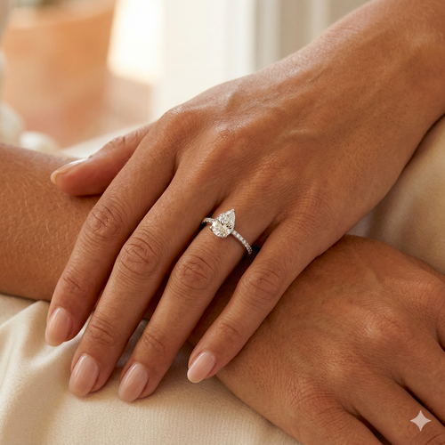 Teardrop Pave Ring Silver