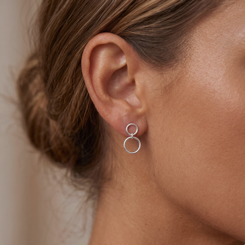 Double Circle Stud Earrings