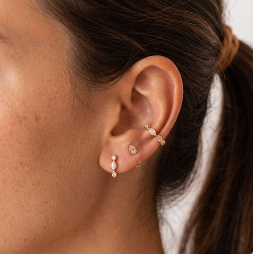 Teardrop CZ Huggie Earrings