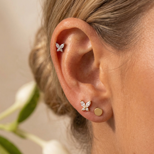 Sparkly Butterfly Flatback Earring