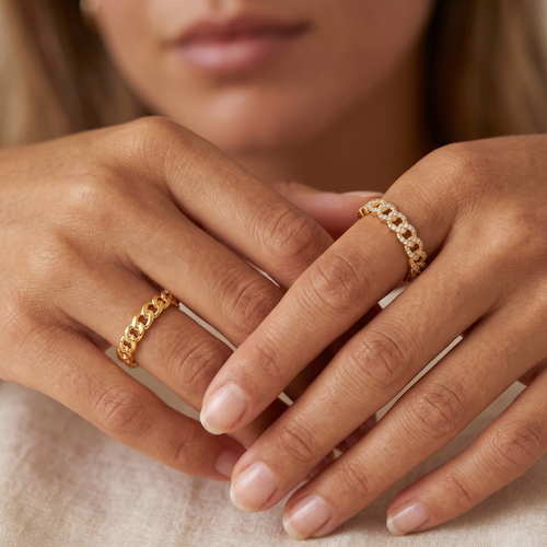 Intertwined Gold Chain CZ Ring
