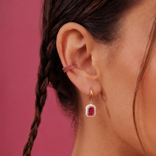 Ruby Bedazzle Hoop Earrings