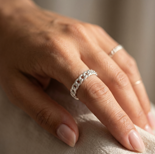Intertwined Silver Chain Ring