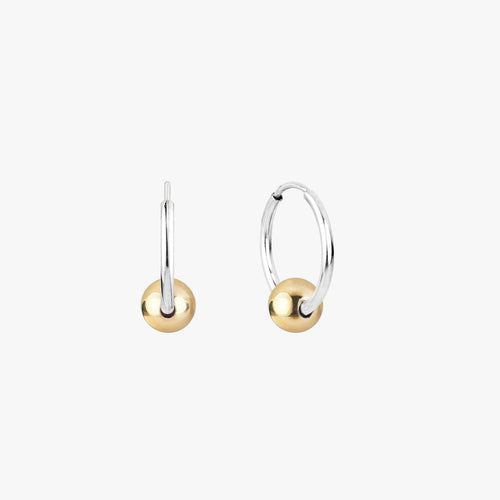 Round Ball Two Tone Hoop Earrings