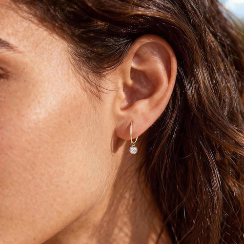 Little Bezel Hoop Earrings