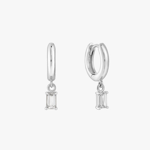 Baguette Drop Huggie Earrings
