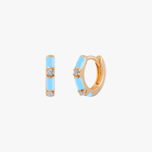 Paradise Blue CZ Huggie Hoop